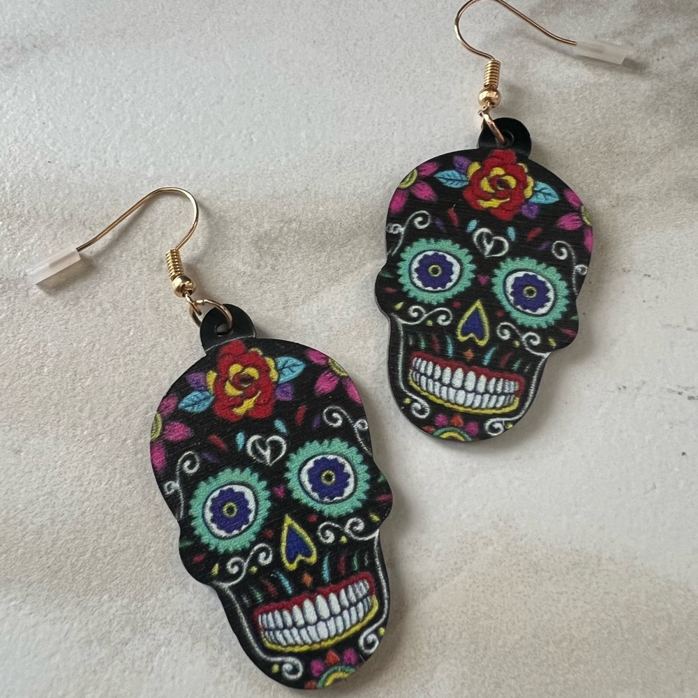 Colorful Sugar Skull Earrings